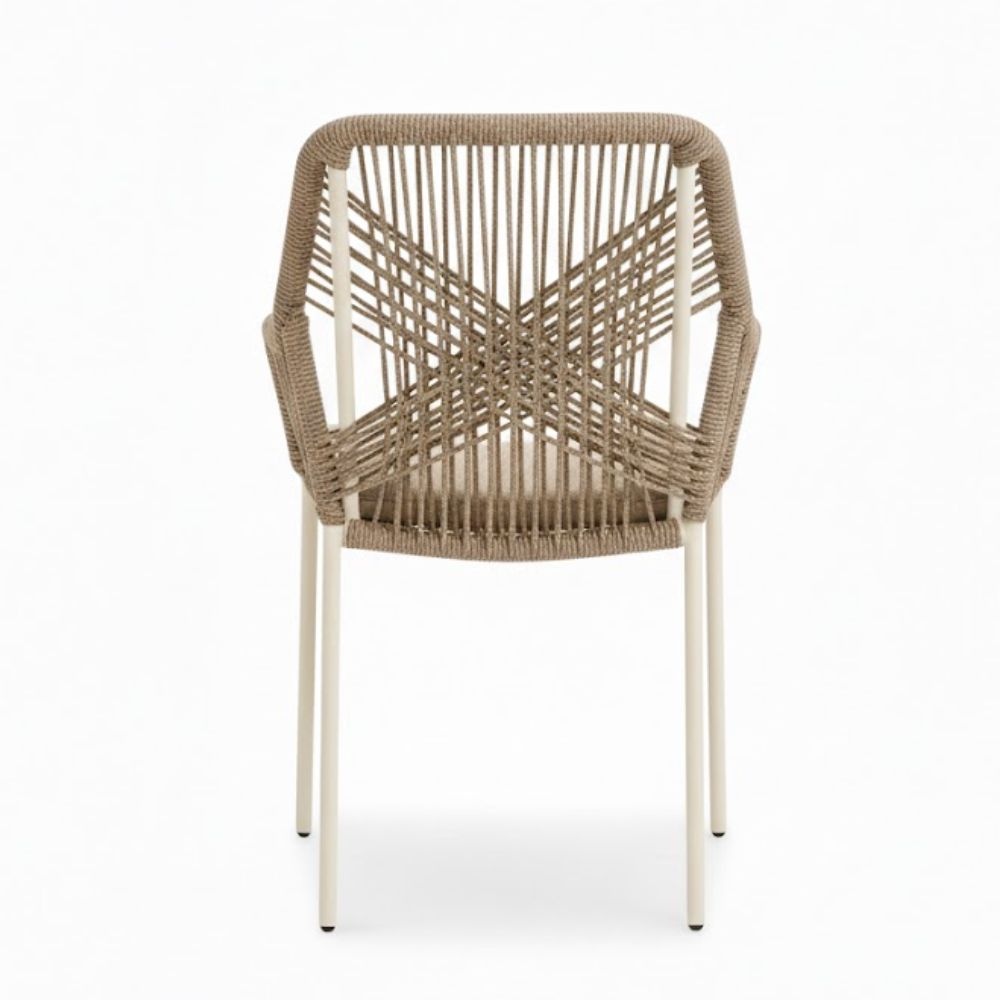 Seville dining tuinstoel | touw + staal | beige