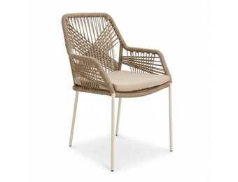 Seville dining tuinstoel | touw + staal | beige
