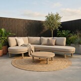 Washington hoek loungeset 5 personen | aluminium + hardhout | beige | 4-delig - 259x195cm