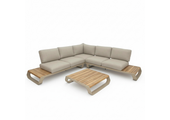 Palm Springs hoek loungeset 5 personen | aluminium + hardhout | beige | 3-delig - 267x267cm
