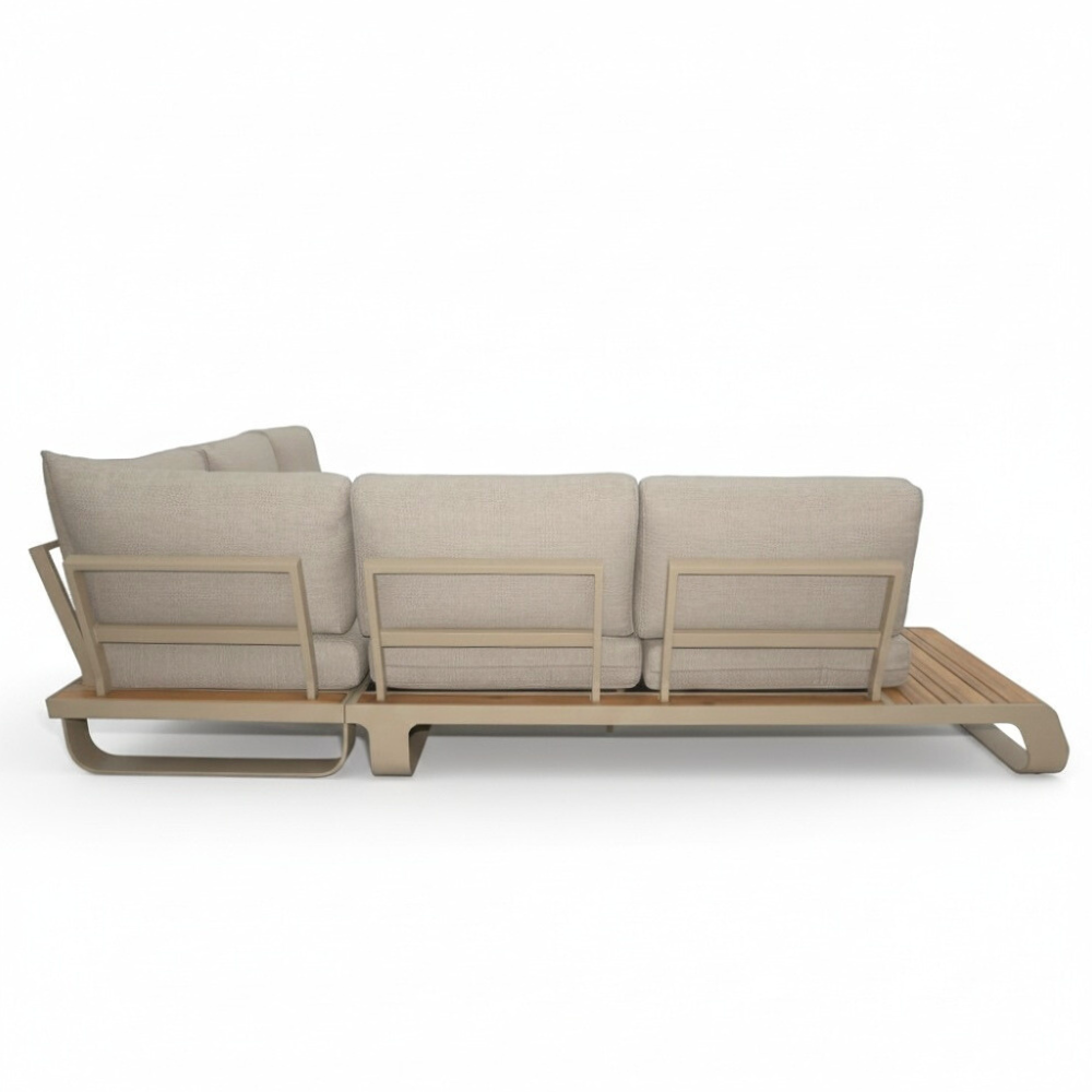 Palm Springs hoek loungeset 5 personen | aluminium + hardhout | beige | 4-delig - 267x267cm