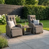 Melia lounge balkonset - verstelbaar 2 personen | wicker | grijs | 3-delig