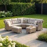 Arizona dining loungeset 7 personen | wicker + aluminium | Royal Sand | 5-delig - 245x245cm | zonder tafel