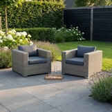 Asker loungestoel tuin set van 2 | wicker | Ash Grey
