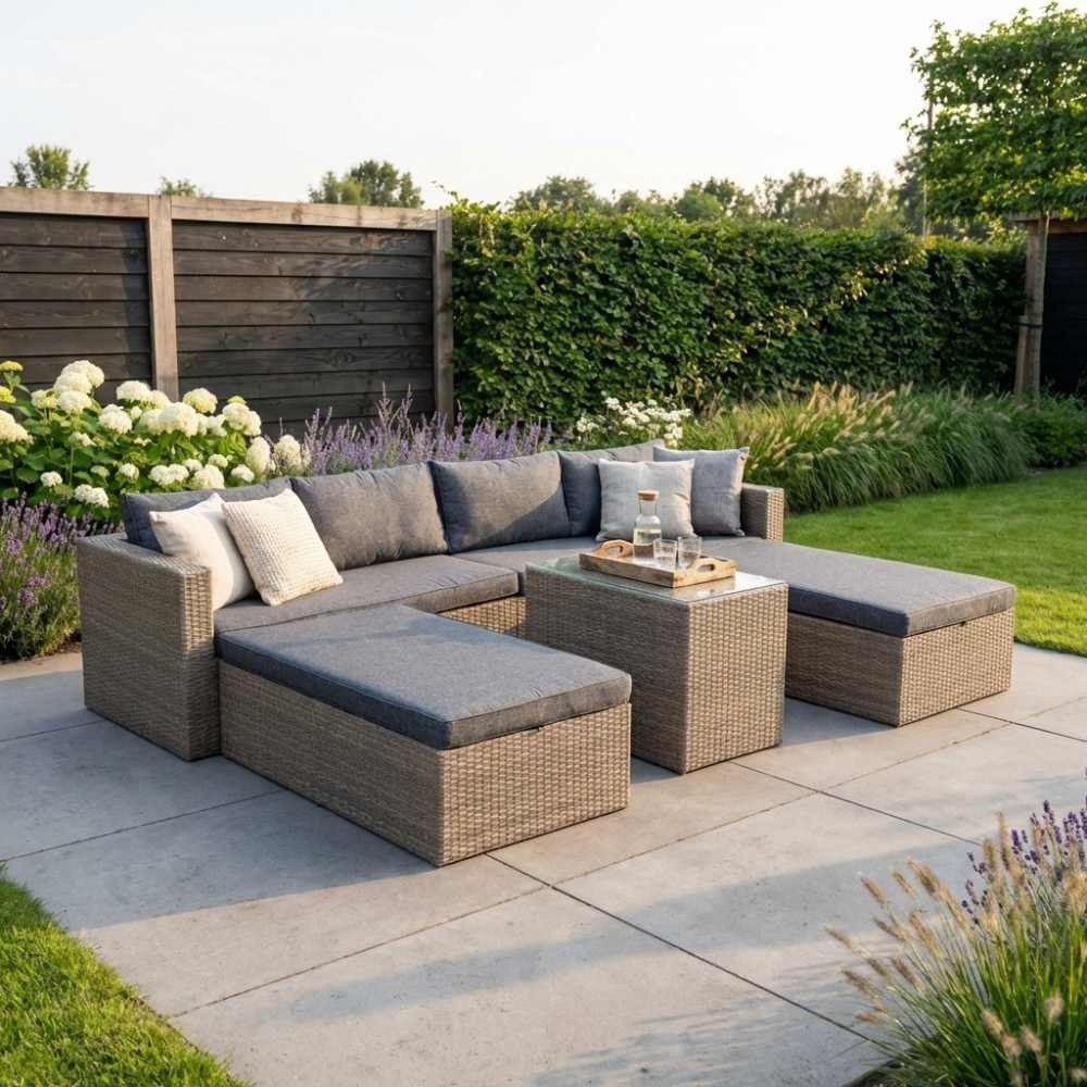 Rio ligbed loungeset modulair 8 personen | wicker | Kobo Grey | 5-delig - 258x193cm