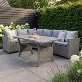 Stockholm dining loungeset 6 personen | wicker | grijs | 3-delig - 245x169cm