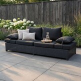 Roma loungebank | wicker | 210x80cm | zwart