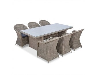 Jones/Toulouse Ash Grey dining tuinset | 6 personen | wicker | 200cm