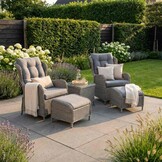 Glasgow loungestoel tuin met voetenbank | wicker + aluminium | Blended Grey