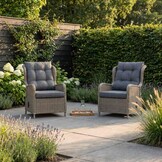 Glasgow loungestoel tuin set van 2 | wicker + aluminium | Ash Grey