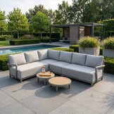 Amalfi hoek loungeset 6 personen incl. tafels | aluminium + polywood | beige | 5-delig - 289x222cm