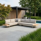 Barbados hoek loungeset | aluminium + teak | beige | 5-delig - 323x245cm