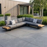 Barbados hoek loungeset incl. tafel 6 personen | aluminium + teakhout | Natural Teak | 5-delig - 323x245cm