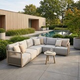 Beau hoek loungeset 6 personen incl. tafel 50cm rond | aluminium + touw | grijs | 5-delig - 304x234cm