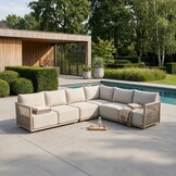 Beau hoek loungeset 6 personen | aluminium + touw | grijs | 4-delig - 304x234cm