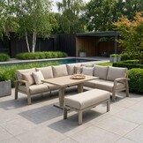 Bordeaux dining loungeset incl. bank 8 personen | aluminium + polywood | beige | 5-delig - 290x225cm