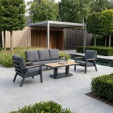 Budapest stoel-bank loungeset met verstelbare tafel 5 personen | aluminium + polywood | antraciet | 4-delig