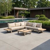 Canyon hoek loungeset 5 personen incl. tafel | aluminium + hardhout | beige | 5-delig - 288x288cm