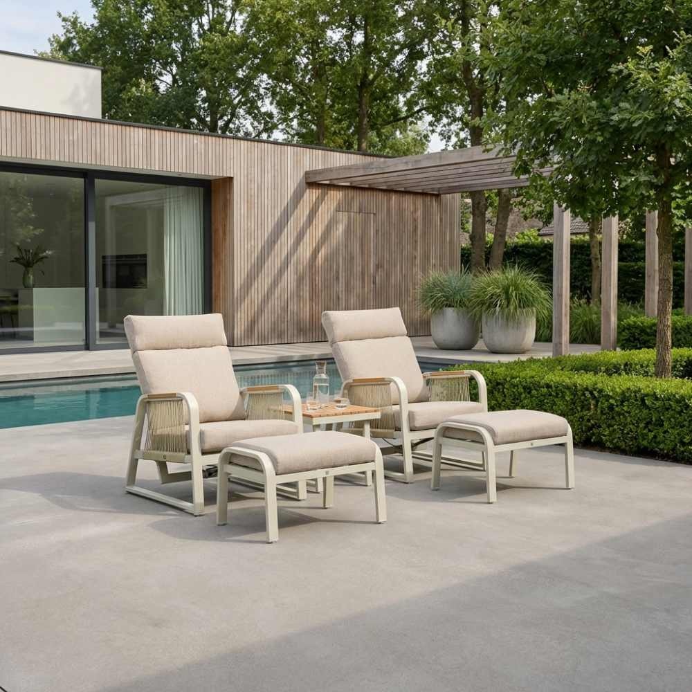 Como lounge balkonset 2 personen | aluminium + polywood | beige | 5-delig