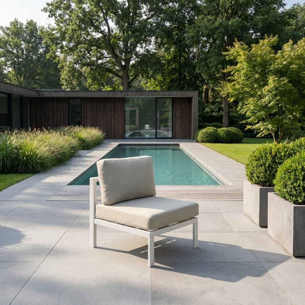 Cordoba hoek loungeset met tussenmodule 6 personen | aluminium | wit | 5-delig - 228x228cm