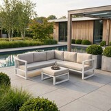 Cordoba hoek loungeset 5 personen | aluminium | wit | 4-delig - 228x228cm