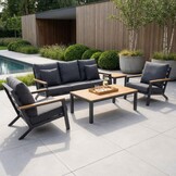 Donnan stoel-bank loungeset 5 personen | aluminium + bamboe | Light Teaklook | 5-delig