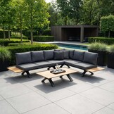 Genova hoek loungeset 6 personen | aluminium + polywood | antraciet | 3-delig - 308x234cm