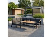Gerona dining loungeset 6 personen | aluminium + teakhout | antraciet | 4-delig - 263x203cm