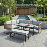 Havana dining loungeset 7 personen | aluminium + touw | antraciet | 5-delig - 220x194cm