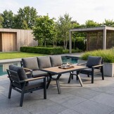 Lola dining stoel-bank loungeset 5 personen | aluminium + polywood | antraciet | 4-delig