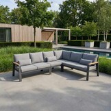 Lola hoek loungeset L-vorm 6 personen incl. tafel | aluminium + polywood | antraciet | 6-delig