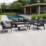 Lola stoel-bank loungeset incl. tafel 5 personen | aluminium + polywood | antraciet | 4-delig