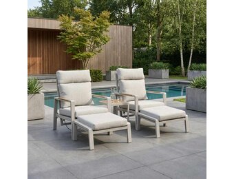 Manhattan lounge balkonset 2 personen | aluminium + polywood | beige | 5-delig