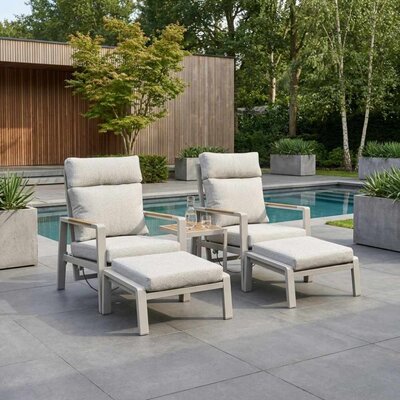 Manhattan lounge balkonset 2 personen | aluminium + polywood | beige | 5-delig