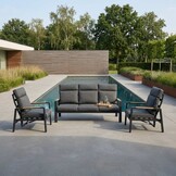Manhattan stoel-bank loungeset - verstelbaar 4 personen | aluminium + polywood | antraciet | 4-delig