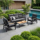 Manhattan stoel-bank loungeset - verstelbaar incl tafel | aluminium + polywood | antraciet | 5-delig