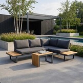 Melbourne chaise longue balkon loungeset 4 personen | aluminium + polywood | antraciet | 3-delig - 250x175cm