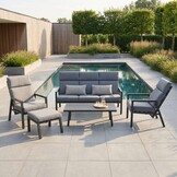 Melson stoel-bank loungeset - verstelbaar 5 personen | aluminium | antraciet | 5-delig