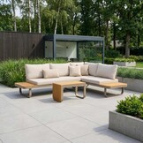 Montreal chaise longue balkon loungeset 4 personen | aluminium + polywood | beige | 3-delig