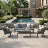 Nova stoel-bank loungeset 5 personen | aluminium + touw | donkergroen | 4-delig