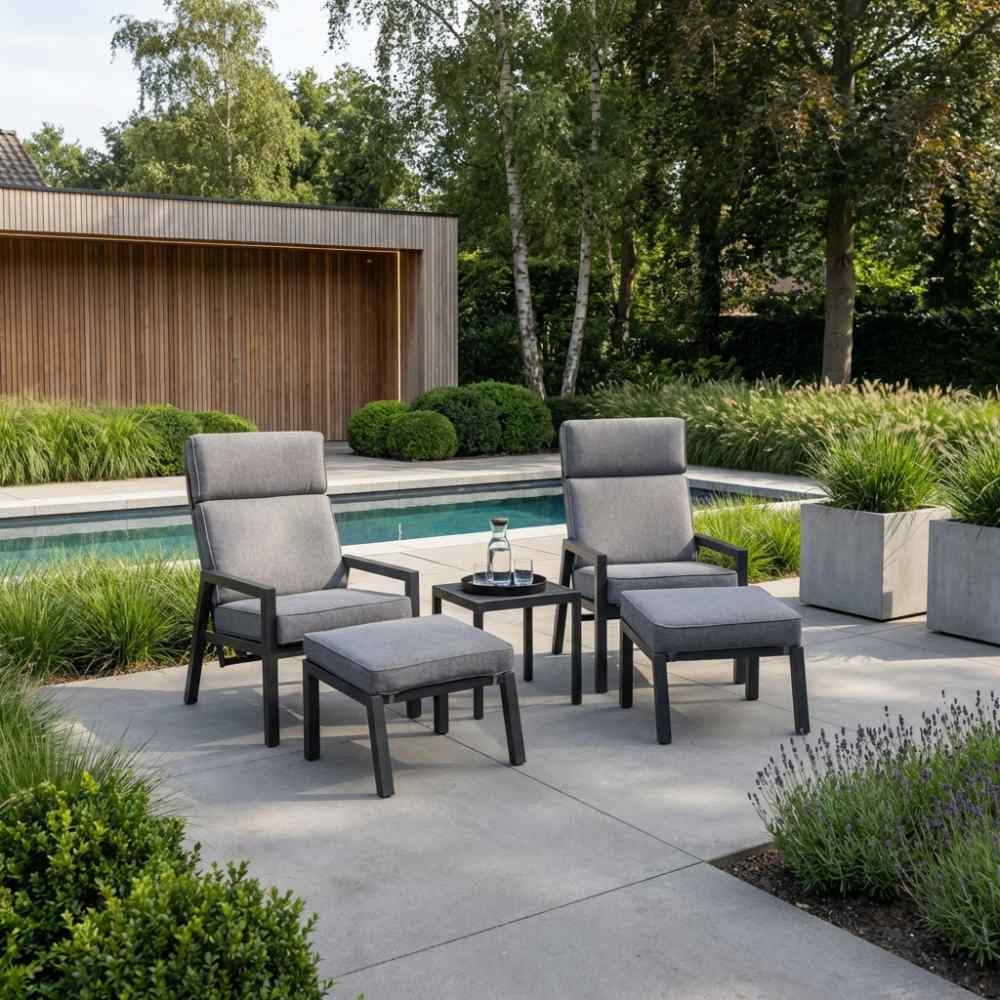 Oregon lounge balkonset - verstelbaar 2 personen | aluminium | antraciet | 5-delig