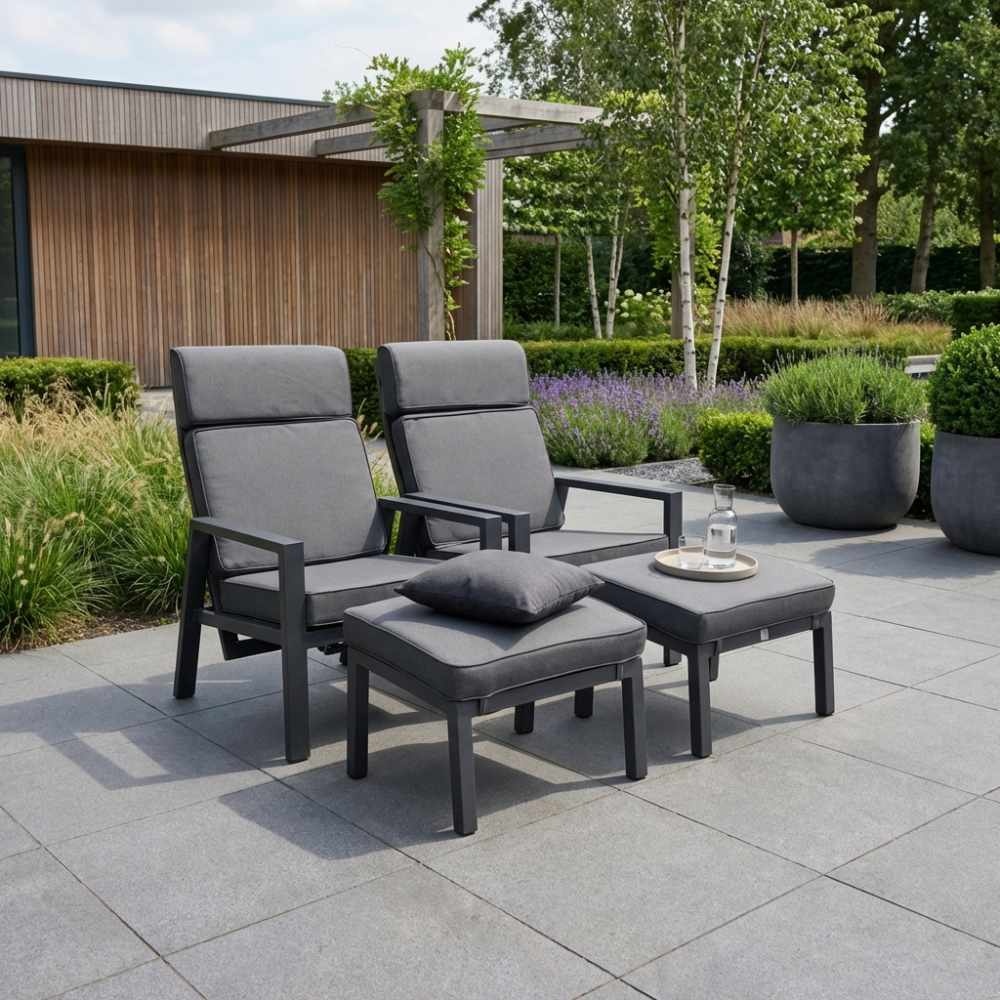 Palazzo lounge balkonset - verstelbaar 2 personen | aluminium | antraciet | 4-delig