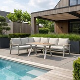 Lola dining loungeset 6 personen | aluminium + polywood | beige | 3-delig - 288x220cm