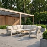 Seattle hoek loungeset met stoel 7 personen incl. tafel | aluminium + polywood | beige | 5-delig