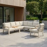 Seattle hoek loungeset met stoel 7 personen | aluminium + polywood | beige | 4-delig - 270x210cm