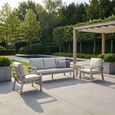 Seattle stoel-bank loungeset 5 personen incl. tafel | aluminium + polywood | beige | 4-delig