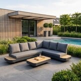 Serrento hoek loungeset rechts 6 personen incl. tafel | aluminium + polywood | antraciet | 4-delig