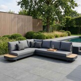 Serrento hoek loungeset links 6 personen incl. tafel | aluminium + polywood | antraciet | 4-delig