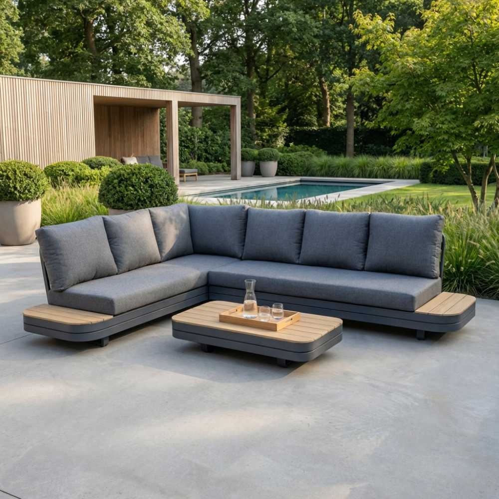 Serrento loungetafel | aluminium + polywood | antraciet | 120x62cm