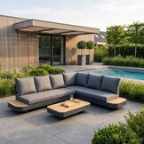 Serrento loungetafel | aluminium + polywood | antraciet | 120x62cm